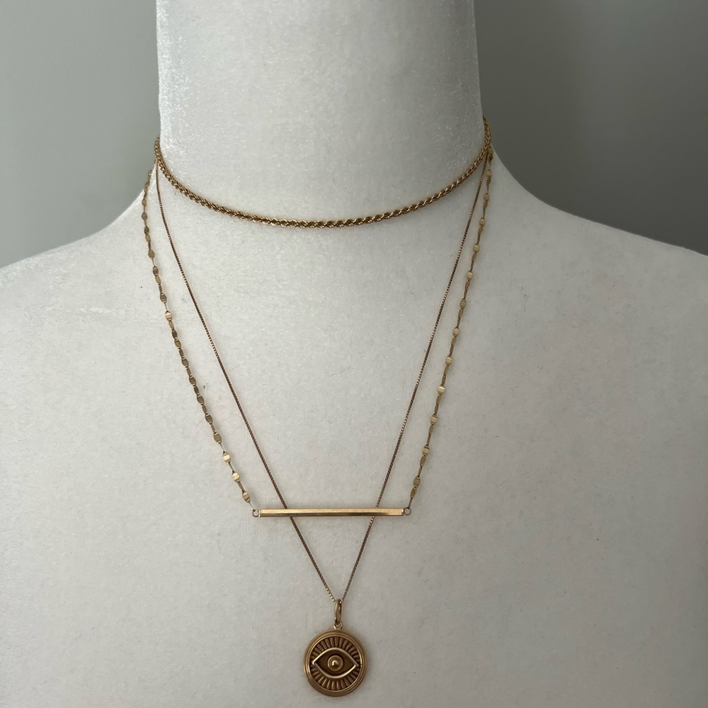 14K Yellow Gold Square Bar Necklace
